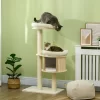 SKYONE 3-Level Cat Tree With Sisal Scratching Posts, Plush Cushions, Condo & Badminton Toys - Ideal