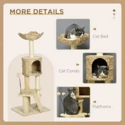 Lyngins 45 Inch Cat Tree,Cat Tower With Scratching Posts,Ramp,Condo,Toy Balls,Platform,Bed For Indoor Cats,Beige -BlueBuffalo Sales Store GUEST fddf667f 4b23 40b3 b9be dde9b355c89d