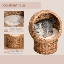 DSVIMOY Elevated Cat Bed With Rotatable Egg Chair Pod, Cat Basket Bed With Thick Cushion, Brown, 17"*16.5"*24" -BlueBuffalo Sales Store GUEST fe41105f b147 4316 8085 949d149640b0