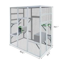 62"Large Outdoor Wooden Catio, Gray Cat Enclosure With 5 Platforms & 2 Resting Boxes, UV-Resistant & Waterproof Cat House Shelter Playpen - Cuddlewood -BlueBuffalo Sales Store GUEST fec5ccdb 6d19 4336 97ba fbac244abf23