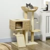 Lyngins 38 Inch Cat Tree,Cat Tower With Scratching Posts,Ramp,Condo,Toy Balls,Platform,Bed For Indoor Cats,Beige