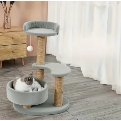 Multi-tiered Cat Tree With Scratching Posts And Interactive Ball Toy - Perfect Indoor Cat Furniture For Play And Rest 2 Multi-tiered Cat Tree With Scratching Posts And Interactive Ball Toy - Perfect Indoor Cat Furniture For Play And Rest - Image 2