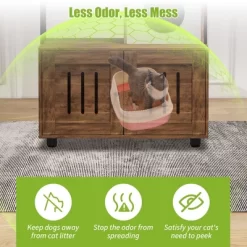 Cat Tree With Litter Box Enclosure, 60'' Wooden Cat House With Storage Shelf, Sisal Hammock, Condo And Play Ball -BlueBuffalo Sales Store GUEST ff945e93 0023 413e 91db b0b47a304826 1